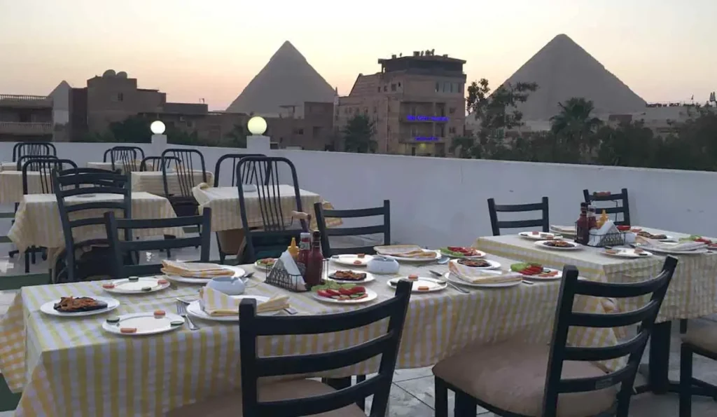tourists relaxing cafe Cairo