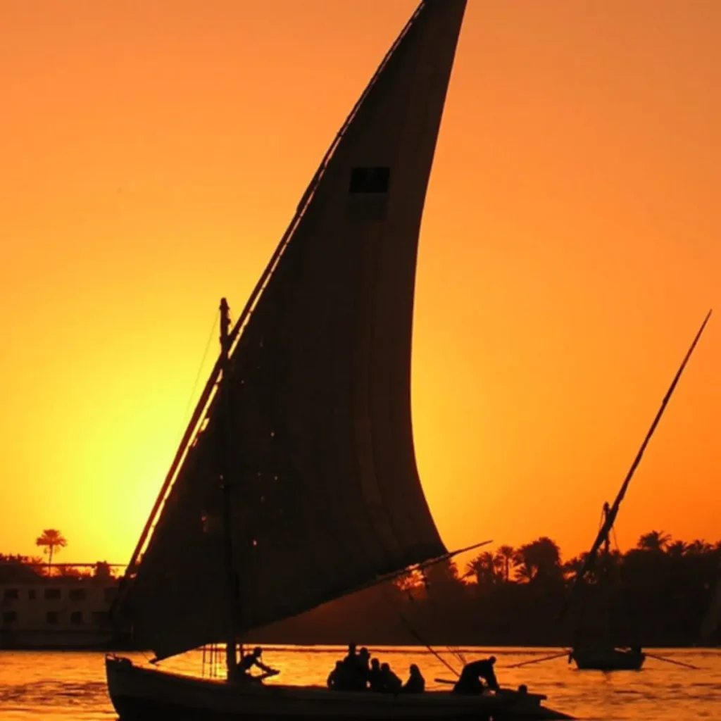 Sunset on a Nile cruise balcony, Egypt