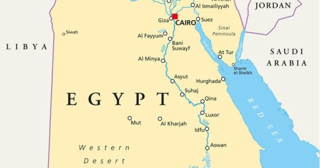 Egypt tourist map Cairo Luxor Aswan route