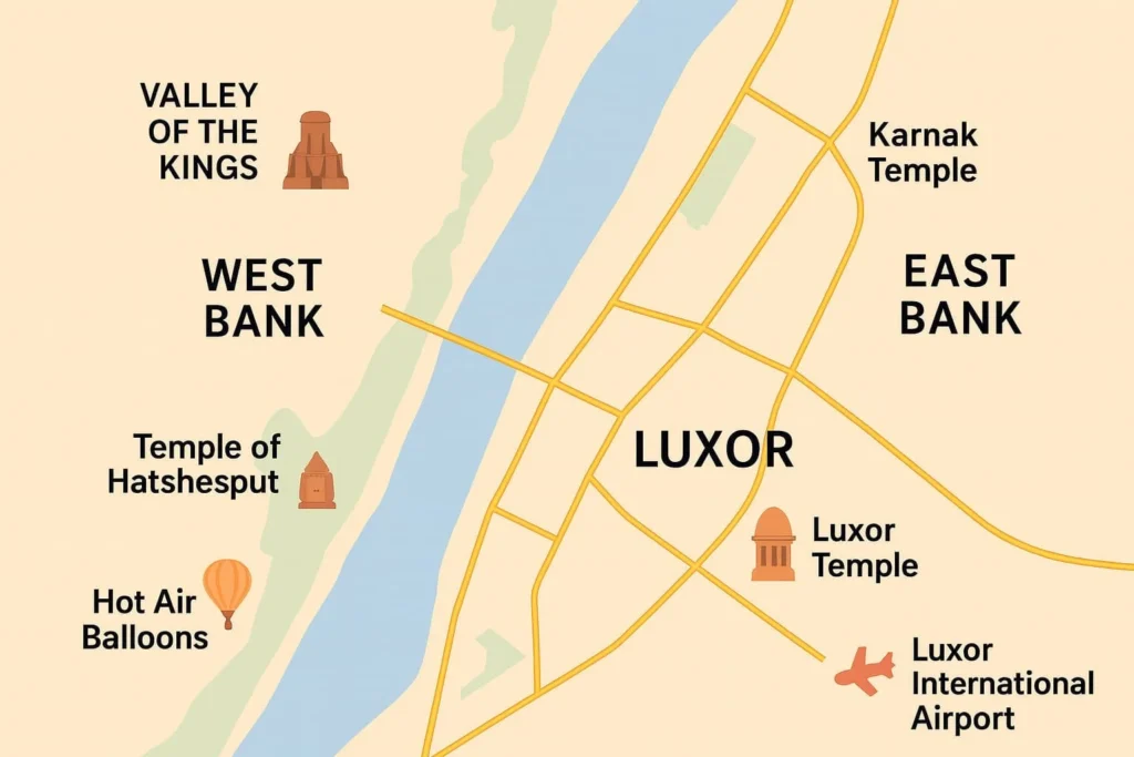 Luxor East Bank West Bank map