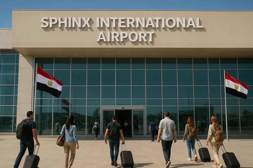 travelers arriving at Sphinx International Airport