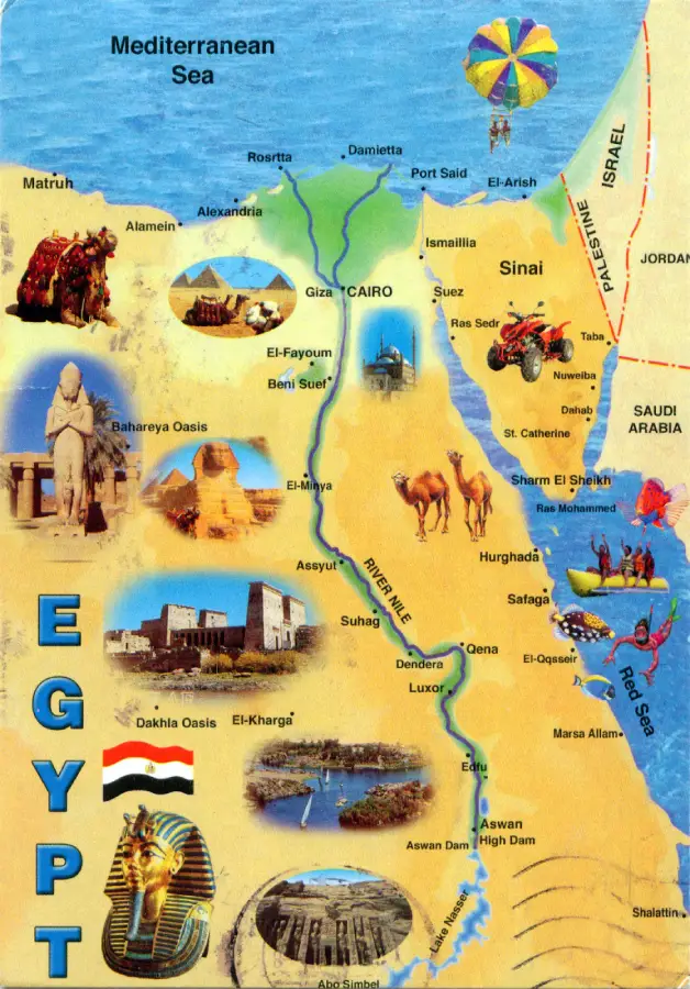 Egypt major ancient sites map